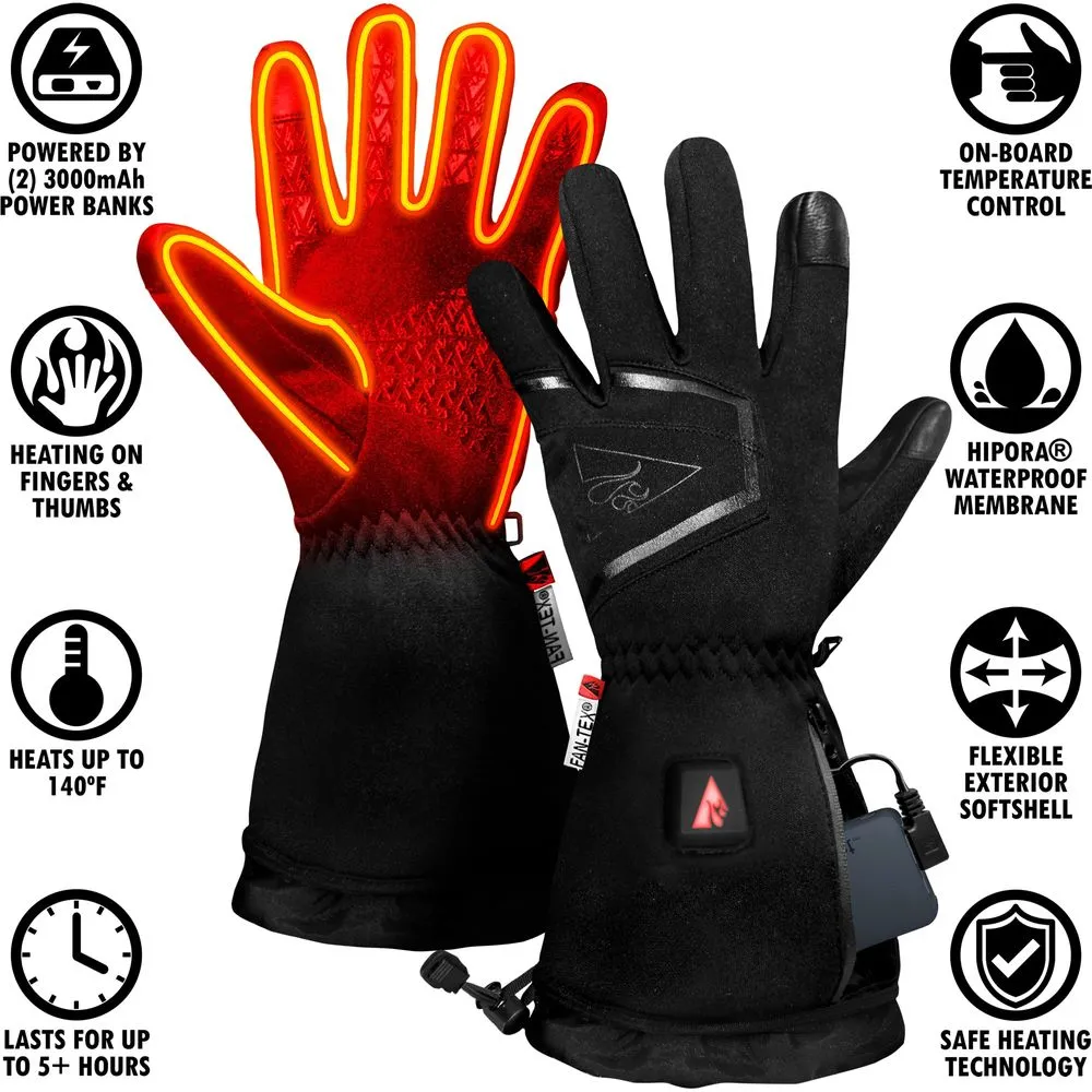 ActionHeat AH-FWGV-5V-M-L 5V Plush-Softshell Heated Gloves for Men - Black - L