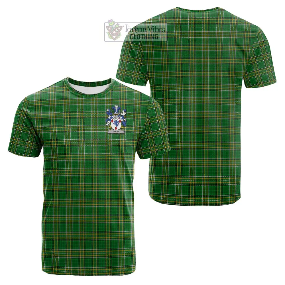 Adair Irish Clan Tartan Cotton T-shirt with Coat of Arms