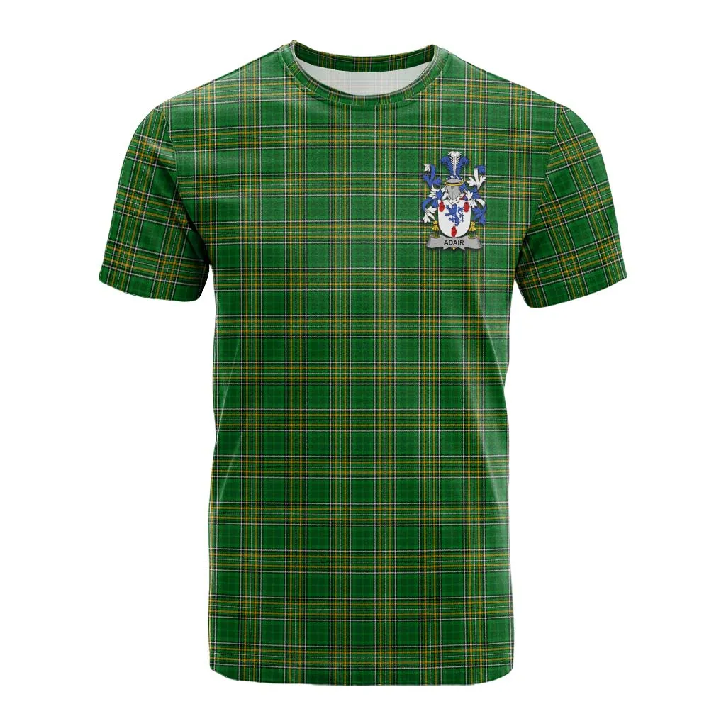 Adair Irish Clan Tartan Cotton T-shirt with Coat of Arms