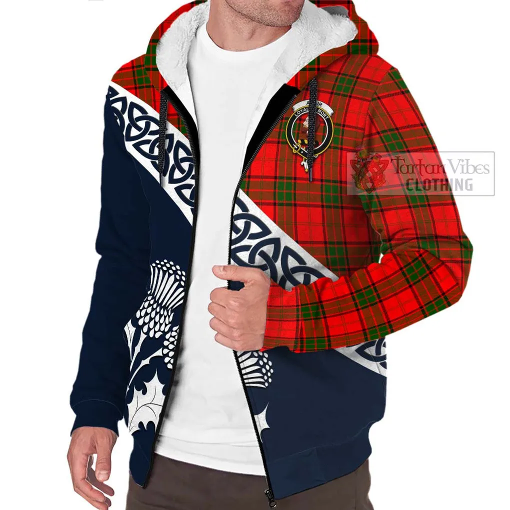 Adair Tartan Sherpa Hoodie Featuring Thistle and Scotland Map