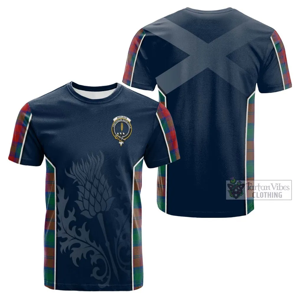 Affleck Tartan Cotton T-shirt with Family Crest and Scottish Thistle Vibes Sport Style