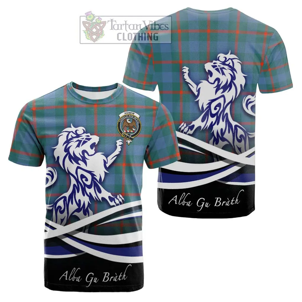 Agnew Ancient Tartan Cotton T-shirt with Alba Gu Brath Regal Lion Emblem