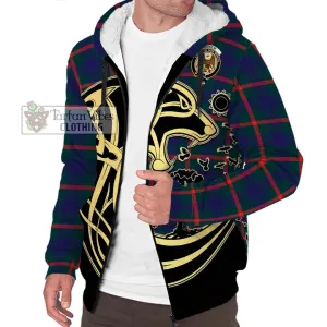 Agnew Tartan Sherpa Hoodie with Family Crest Celtic Wolf Style