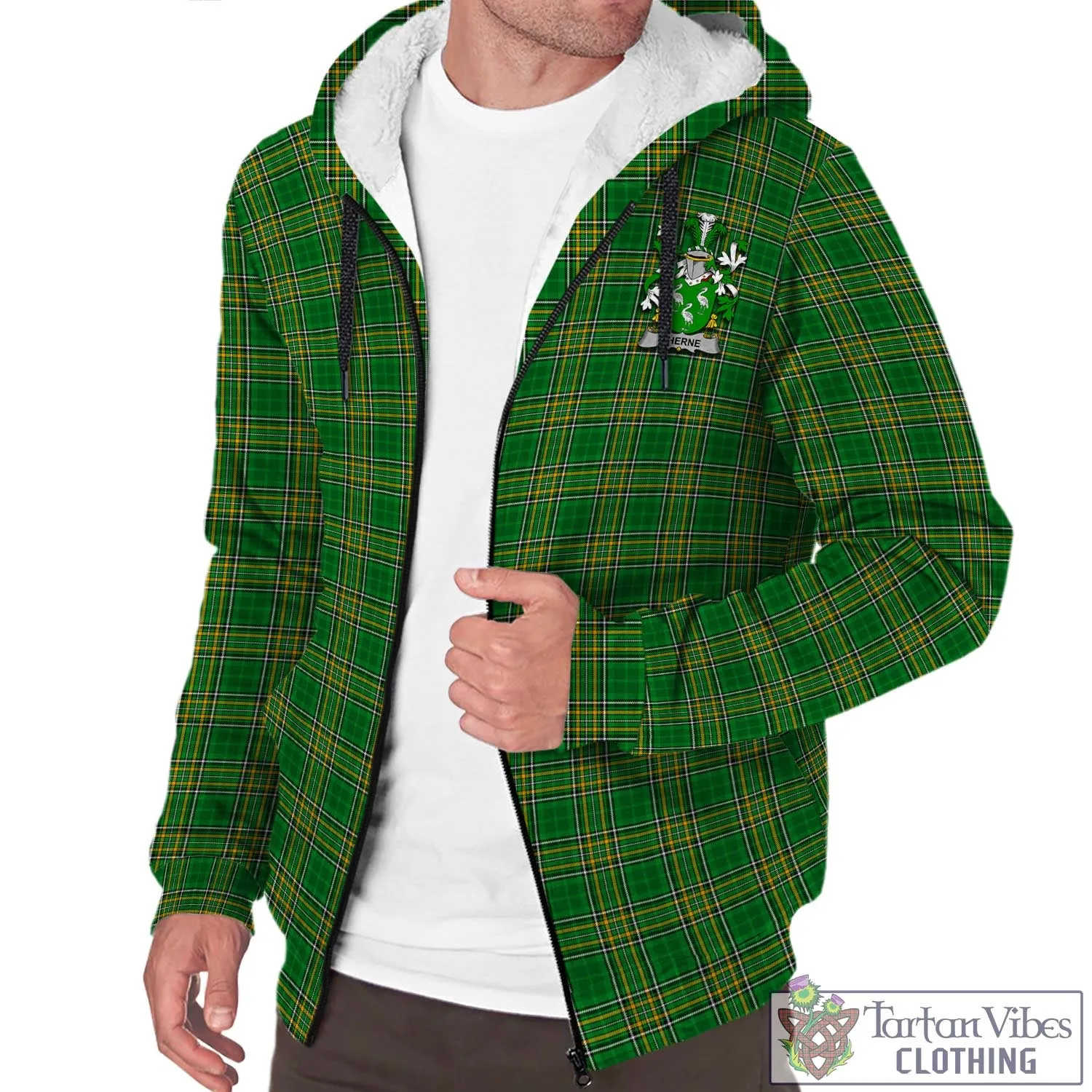 Aherne Irish Clan Tartan Sherpa Hoodie with Coat of Arms