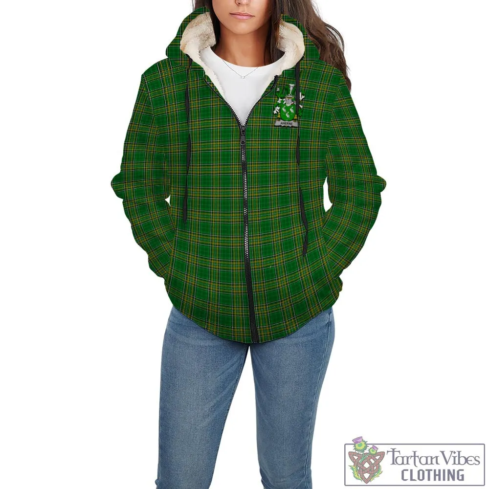 Aherne Irish Clan Tartan Sherpa Hoodie with Coat of Arms