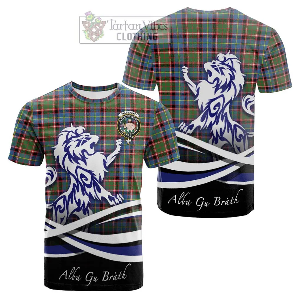 Aikenhead Tartan Cotton T-shirt with Alba Gu Brath Regal Lion Emblem