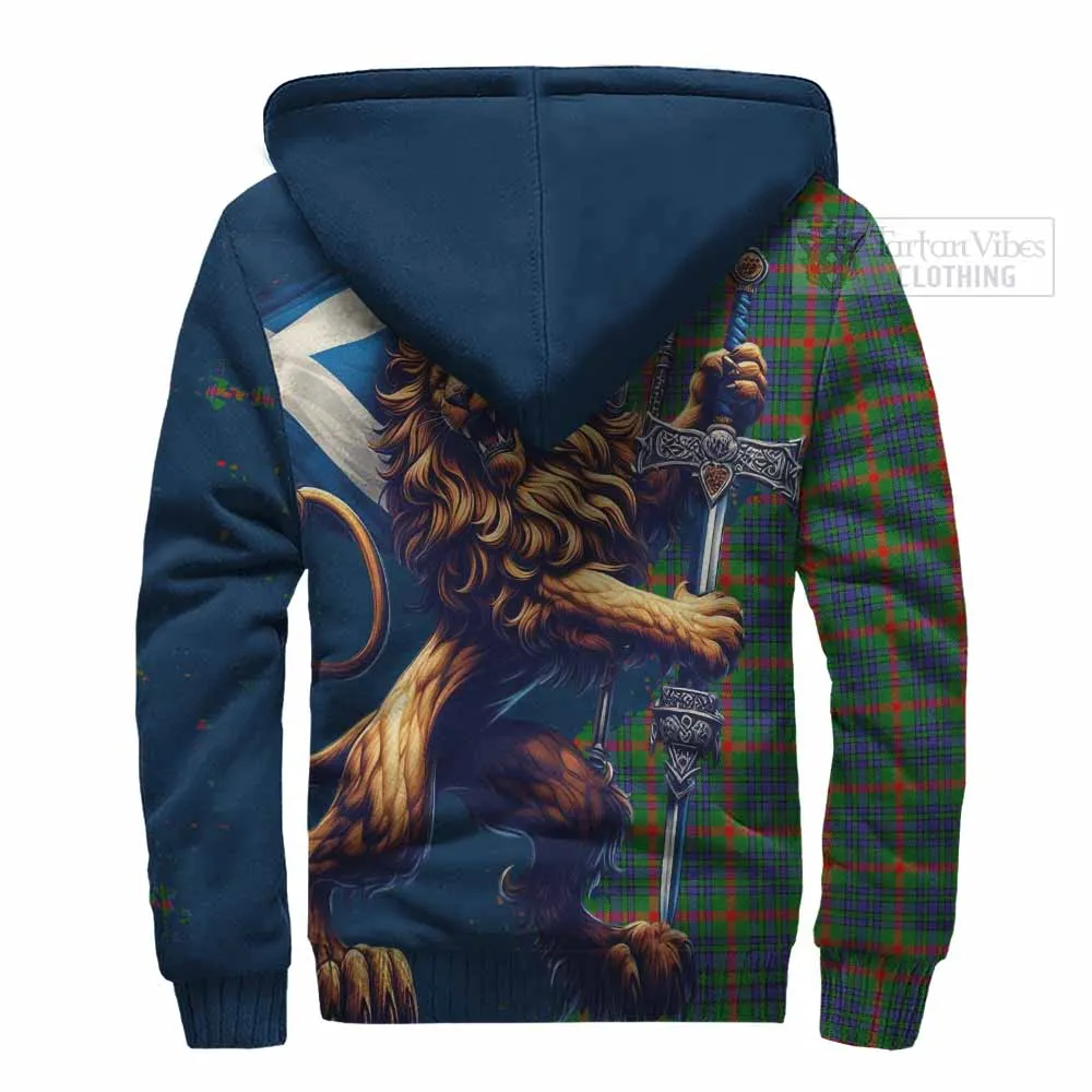 Aiton Tartan Family Crest Sherpa Hoodie with Scottish Majestic Lion