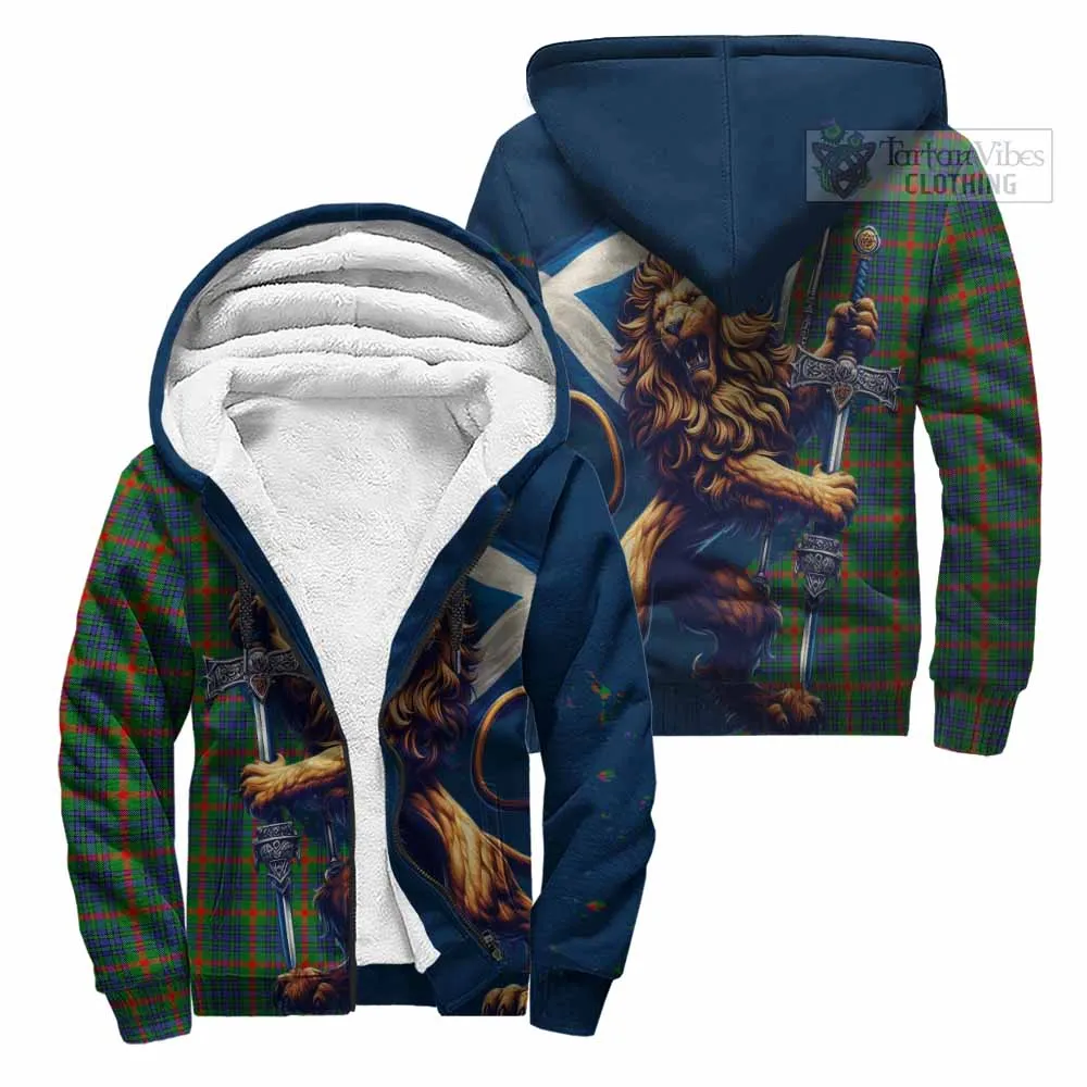 Aiton Tartan Family Crest Sherpa Hoodie with Scottish Majestic Lion