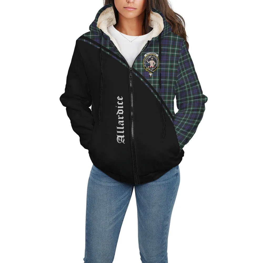 Allardice Tartan Sherpa Hoodie with Family Crest Curve Style