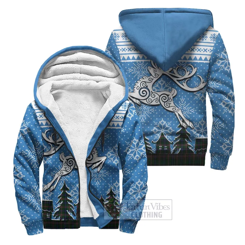 Allison Clan Christmas Sherpa Hoodie Celtic Reindeer Style