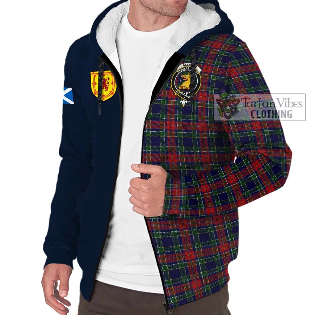 Allison Red Tartan Sherpa Hoodie Alba with Scottish Lion Royal Arm Half Style