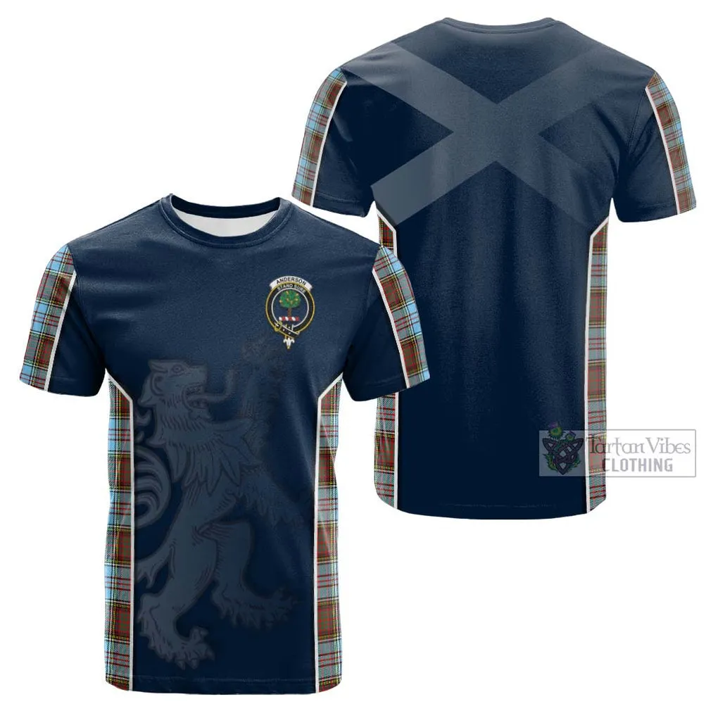 Anderson Ancient Tartan Cotton T-shirt with Family Crest and Lion Rampant Vibes Sport Style