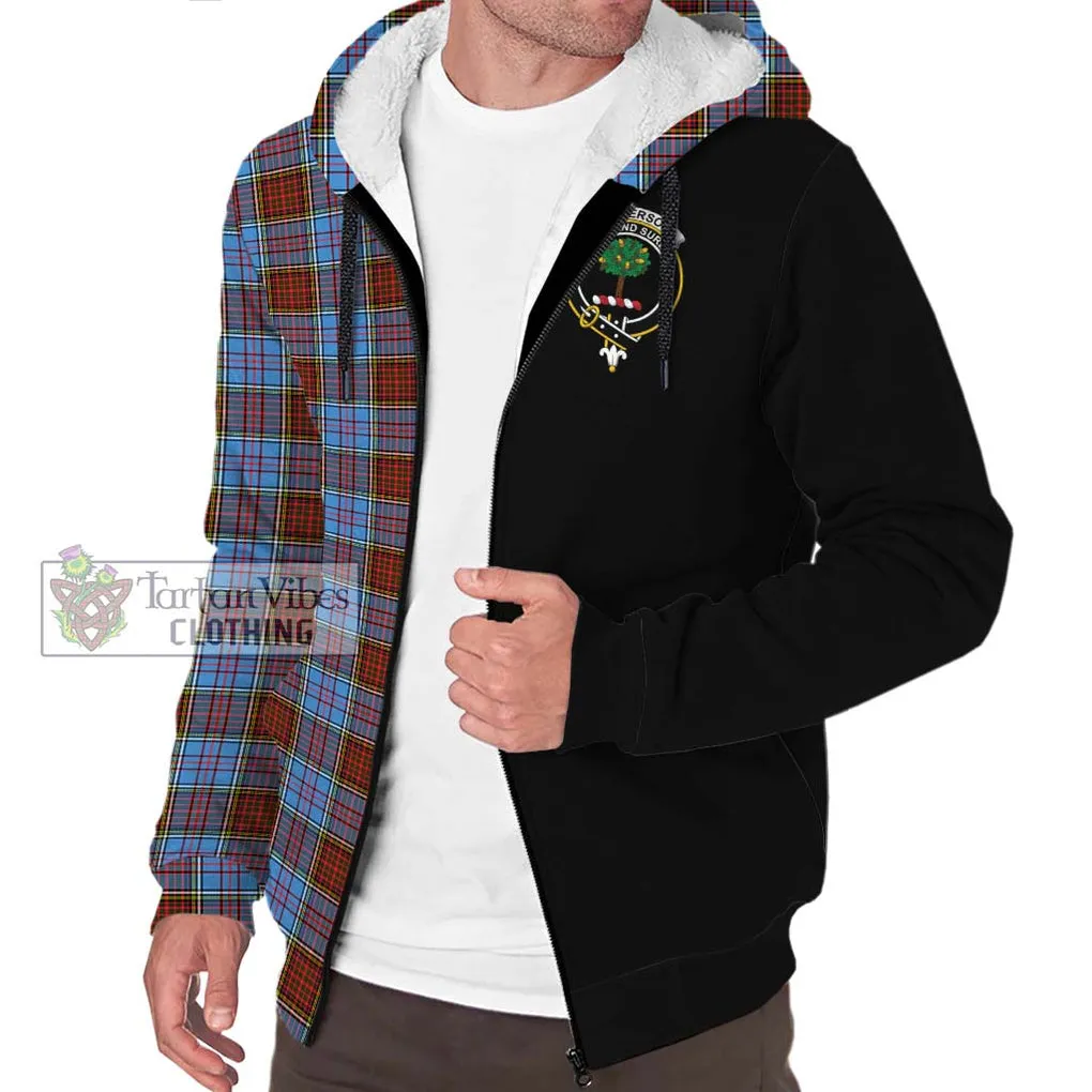 Anderson Modern Tartan Sherpa Hoodie with Family Crest and Half Of Me Style