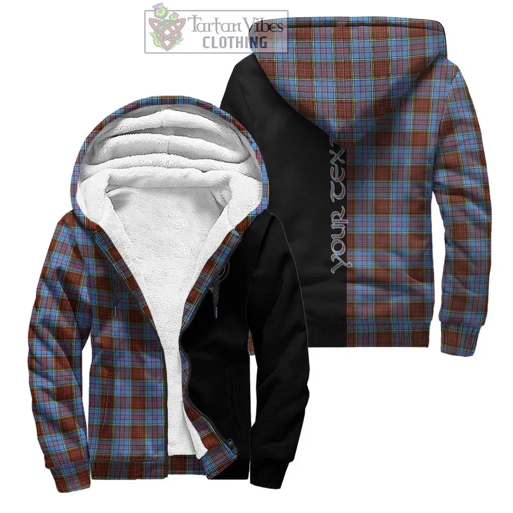 Anderson Modern Tartan Sherpa Hoodie with Family Crest and Half Of Me Style