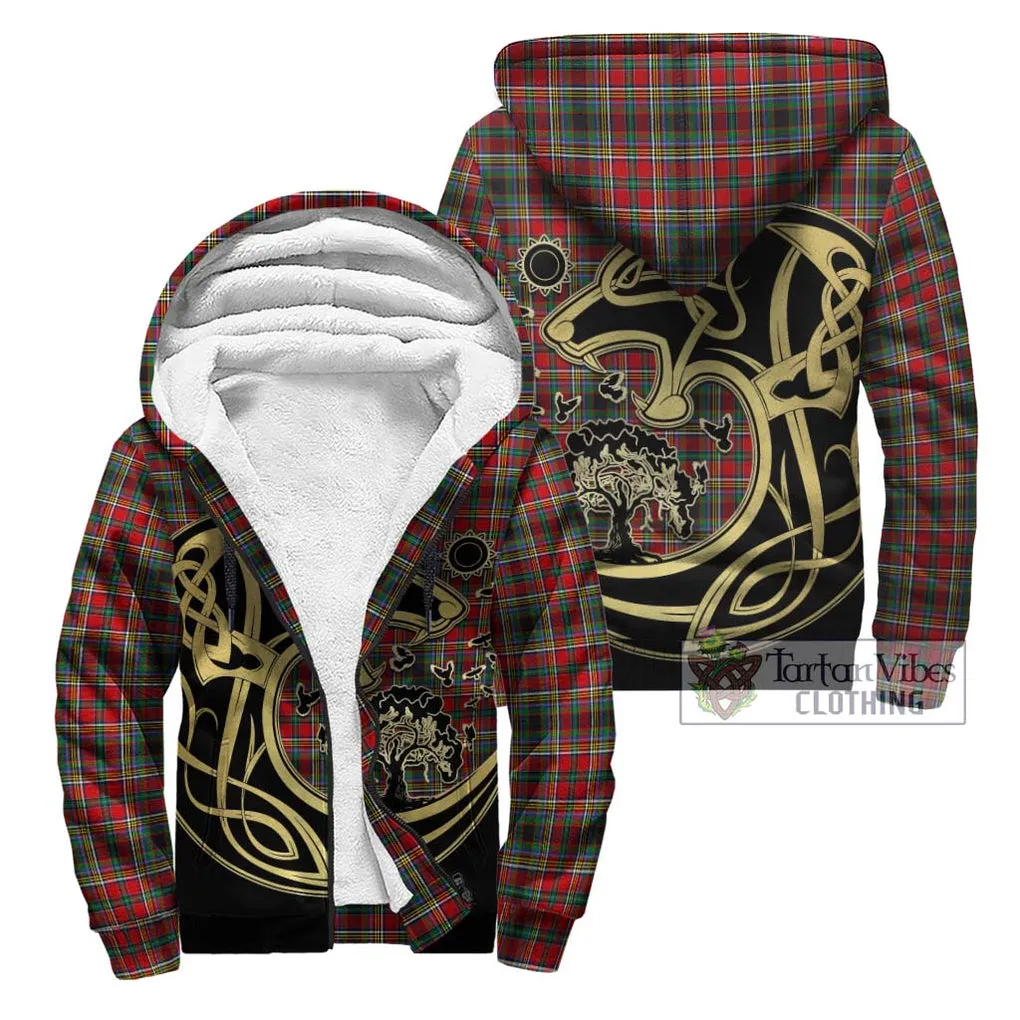 Anderson of Arbrake Tartan Sherpa Hoodie with Family Crest Celtic Wolf Style