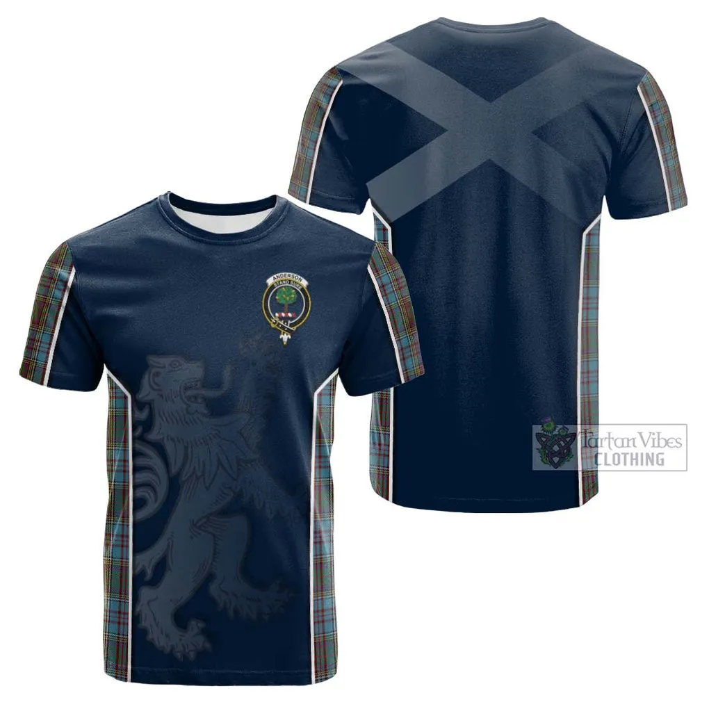 Anderson Tartan Cotton T-shirt with Family Crest and Lion Rampant Vibes Sport Style