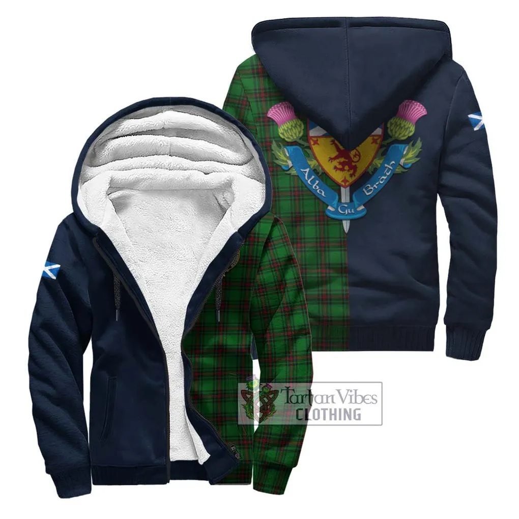 Anstruther Tartan Sherpa Hoodie Alba with Scottish Lion Royal Arm Half Style