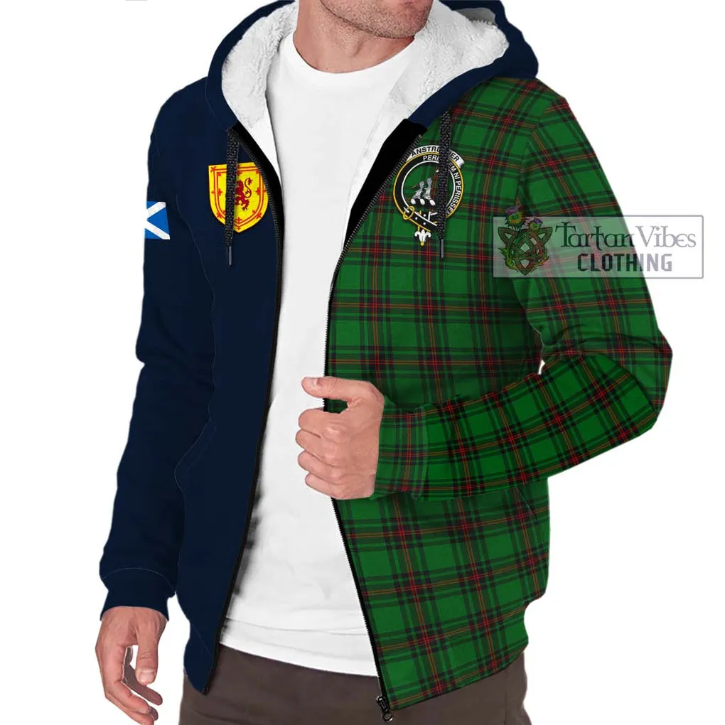 Anstruther Tartan Sherpa Hoodie Alba with Scottish Lion Royal Arm Half Style