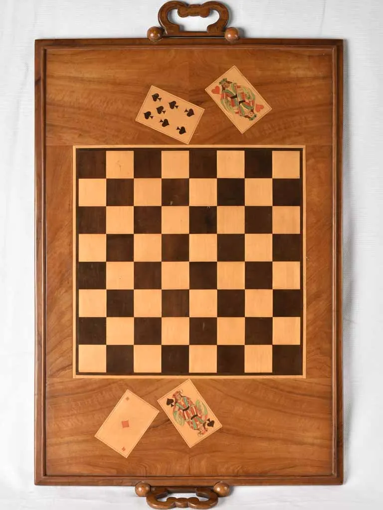 Antique tray with chess board - marquetry 27½" x 19¼"