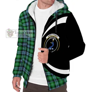 Arbuthnot Ancient Tartan Sherpa Hoodie with Family Crest Circle Style