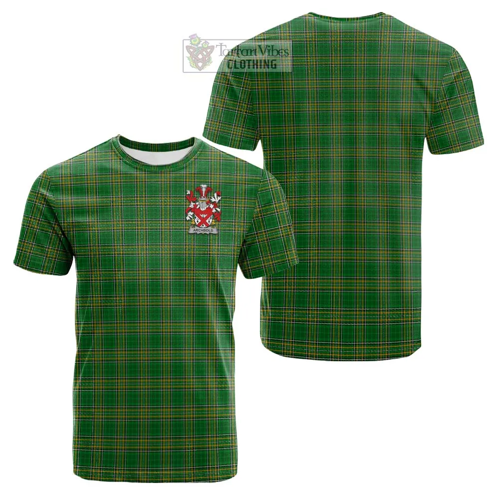 Archbold Irish Clan Tartan Cotton T-shirt with Coat of Arms