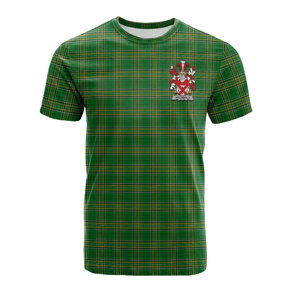 Archbold Irish Clan Tartan Cotton T-shirt with Coat of Arms