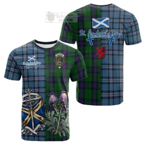 Armstrong Tartan Cotton T-shirt Happy St. Andrew's Day Half Tartan Style