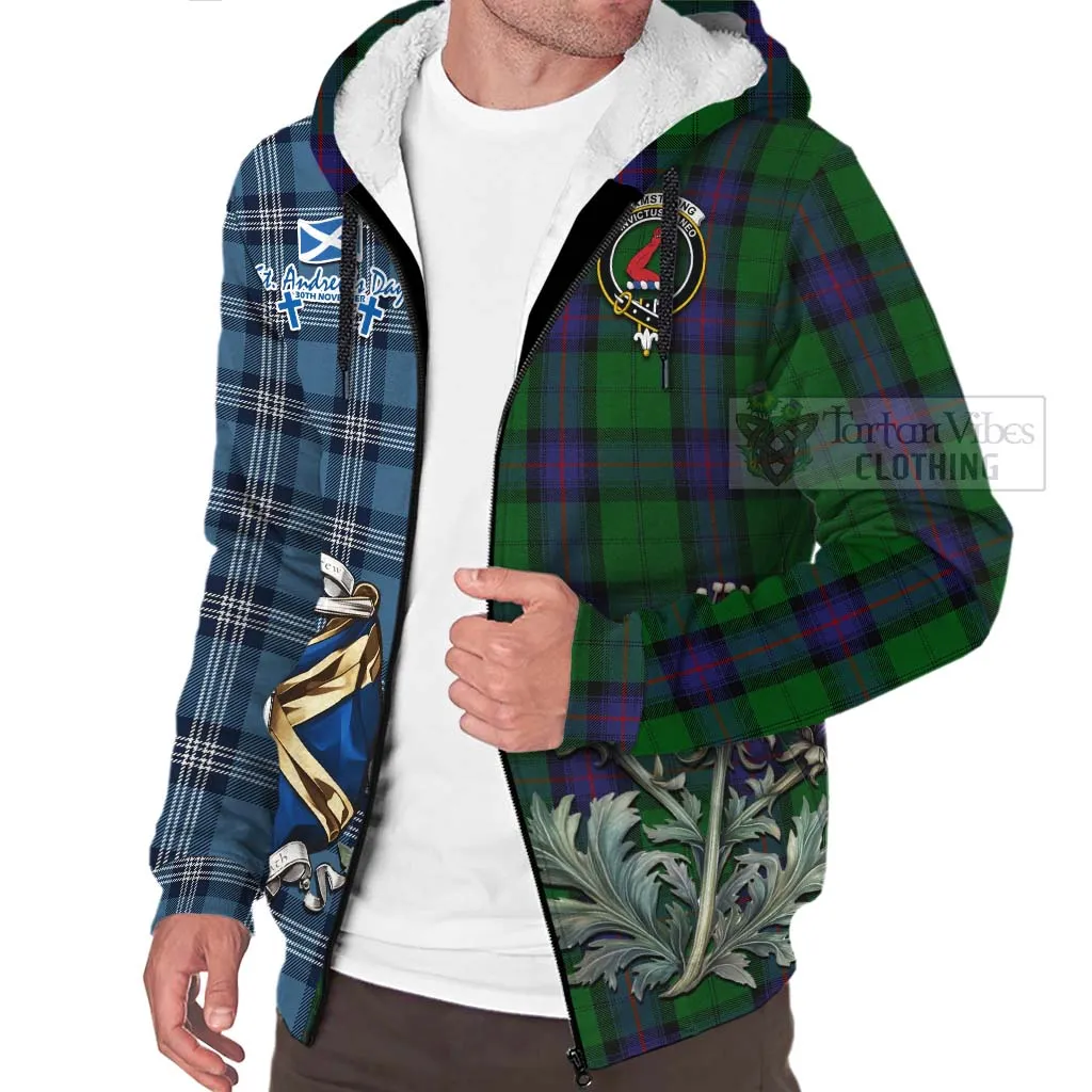 Armstrong Tartan Sherpa Hoodie Happy St. Andrew's Day Half Tartan Style