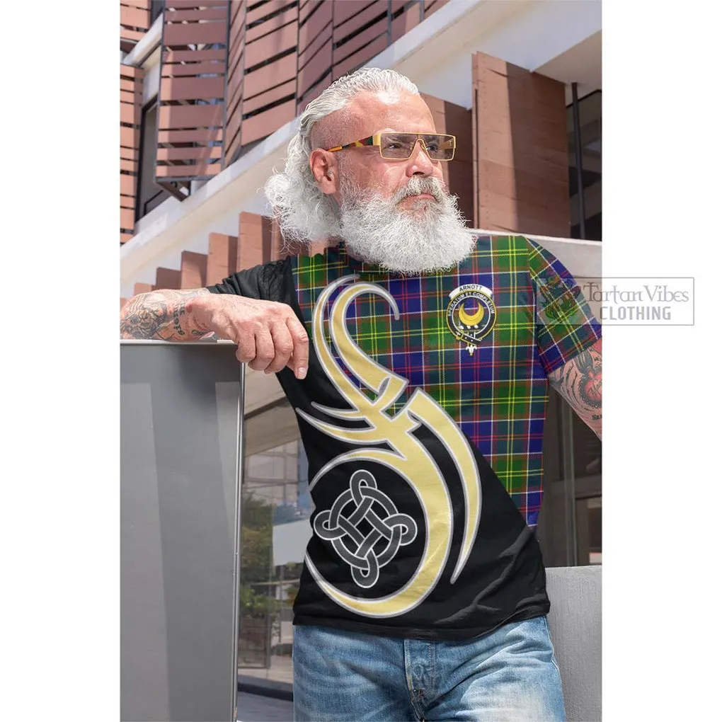 Arnott Tartan Cotton T-shirt with Family Crest and Celtic Symbol Style