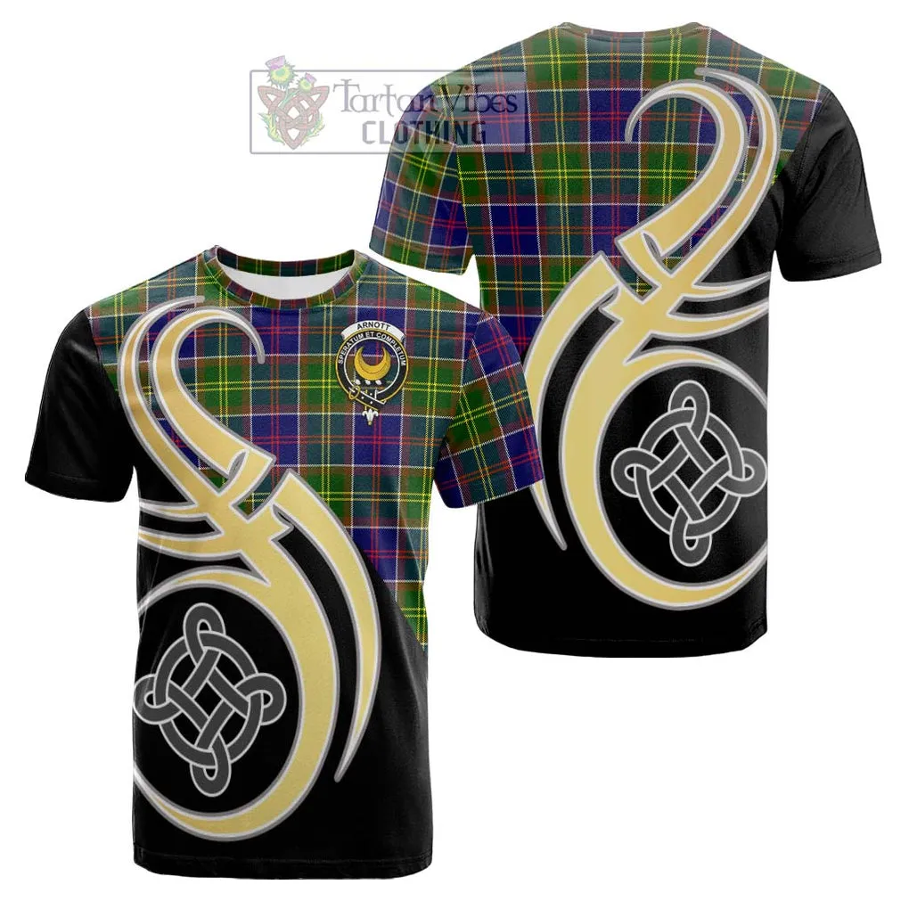 Arnott Tartan Cotton T-shirt with Family Crest and Celtic Symbol Style