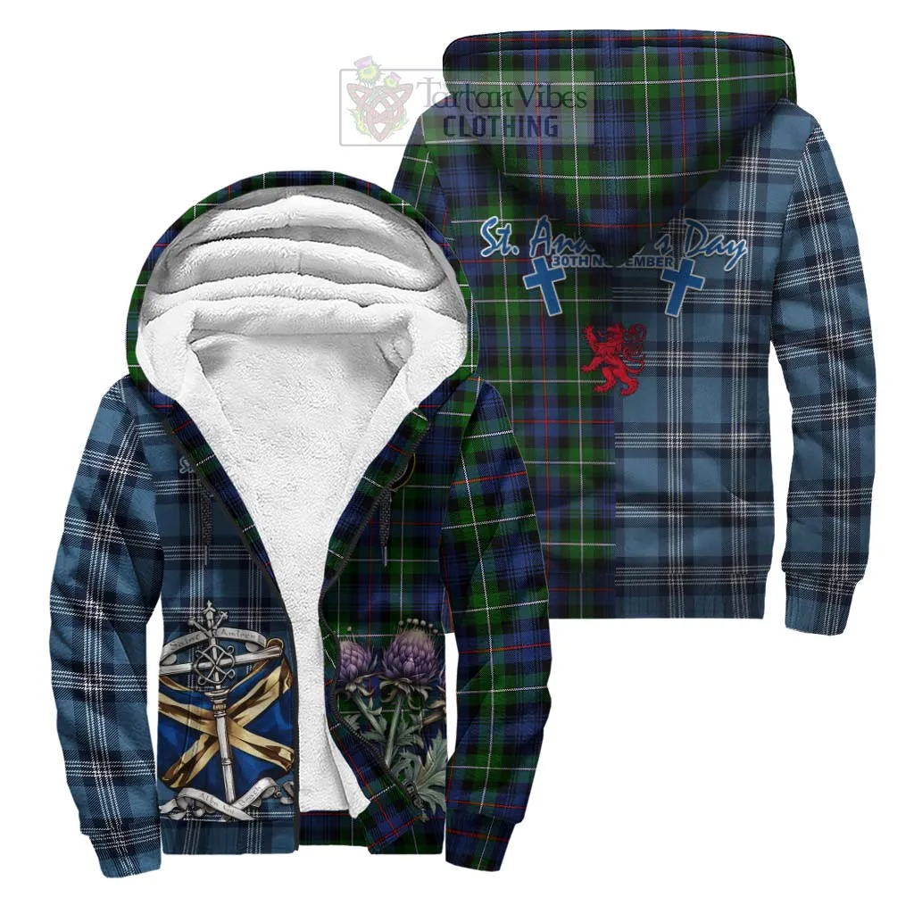 Baillie (Bailey) Tartan Sherpa Hoodie Happy St. Andrew's Day Half Tartan Style