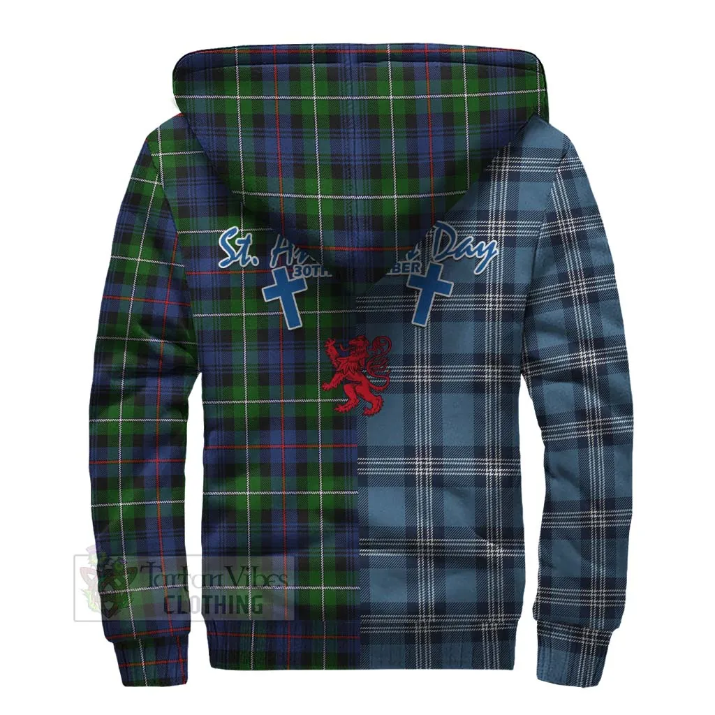 Baillie (Bailey) Tartan Sherpa Hoodie Happy St. Andrew's Day Half Tartan Style