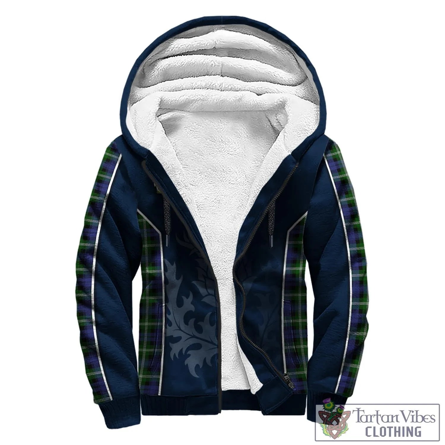 Baillie (Bailey) Tartan Sherpa Hoodie with Family Crest and Scottish Thistle Vibes Sport Style