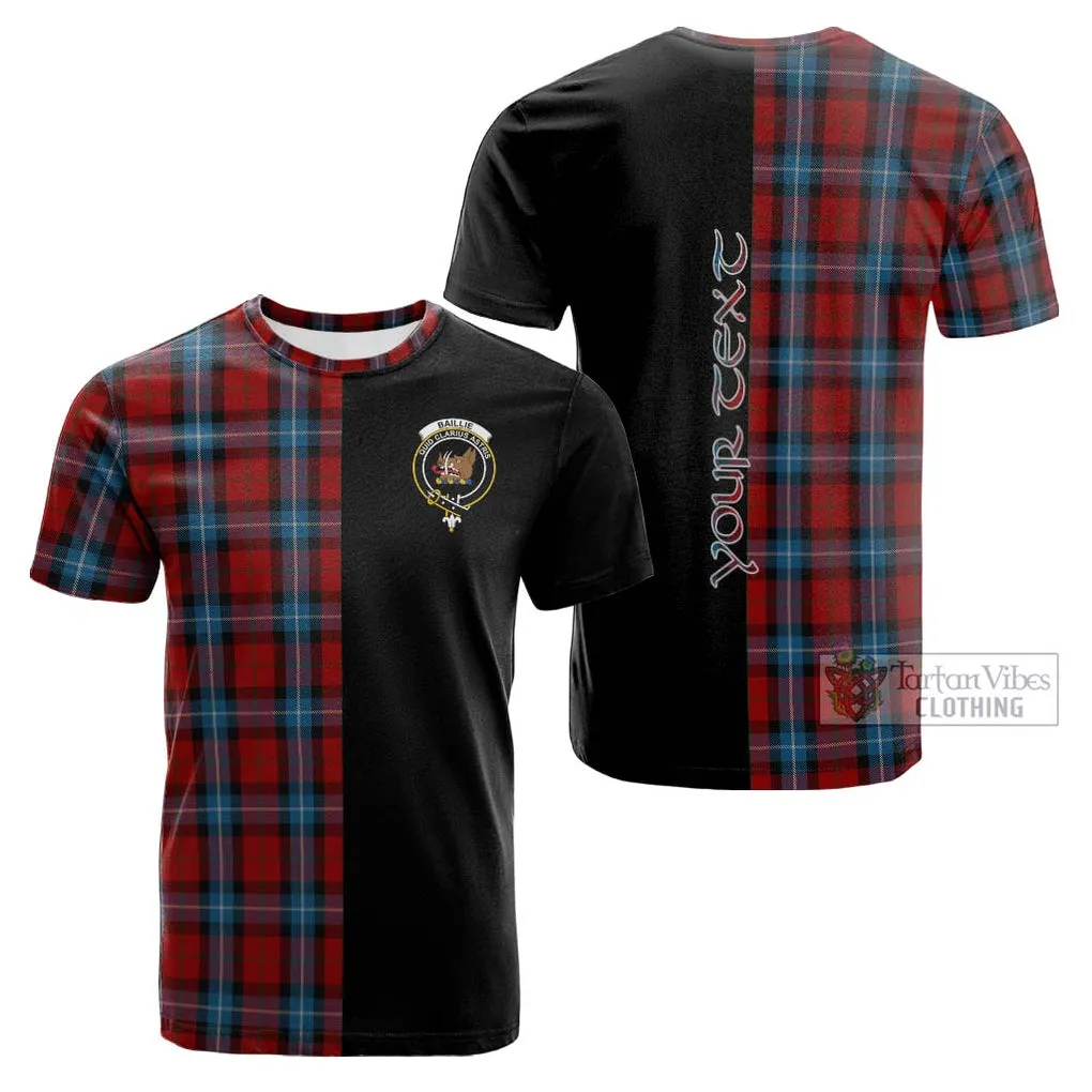 Baillie of Polkemmet Red Tartan Cotton T-shirt with Family Crest and Half Of Me Style