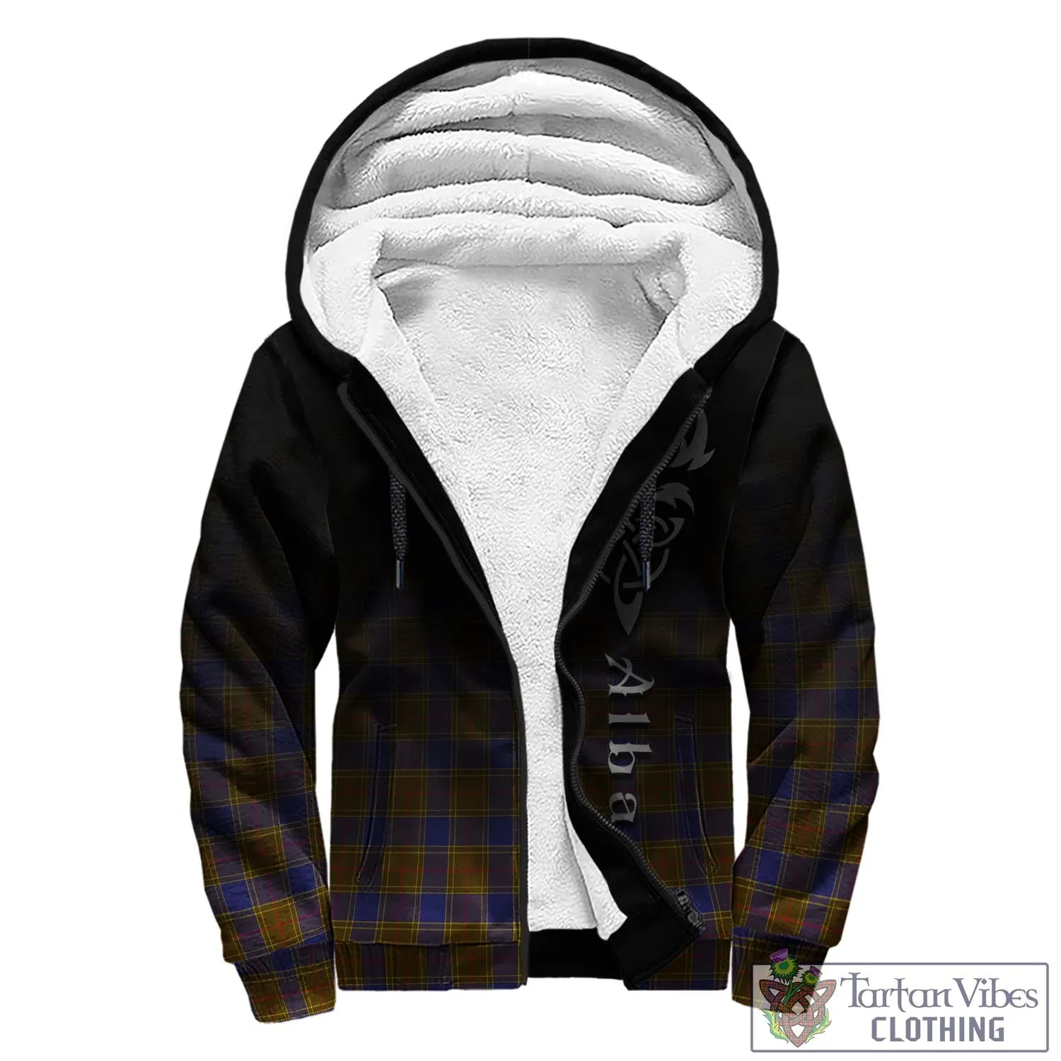 Balfour Tartan Sherpa Hoodie Featuring Alba Gu Brath Family Crest Celtic Inspired