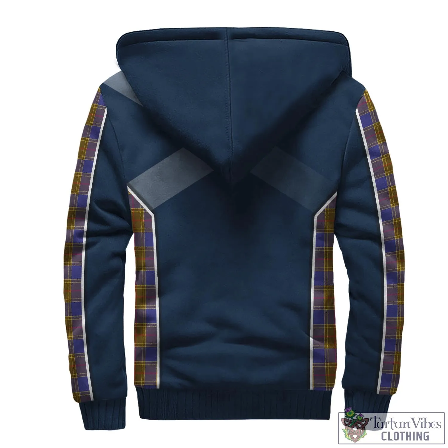 Balfour Tartan Sherpa Hoodie with Family Crest and Scottish Thistle Vibes Sport Style