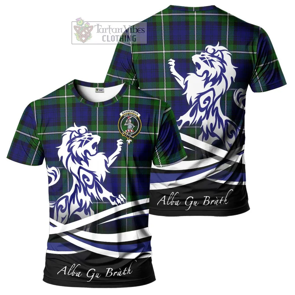 Bannerman Tartan Cotton T-shirt with Alba Gu Brath Regal Lion Emblem