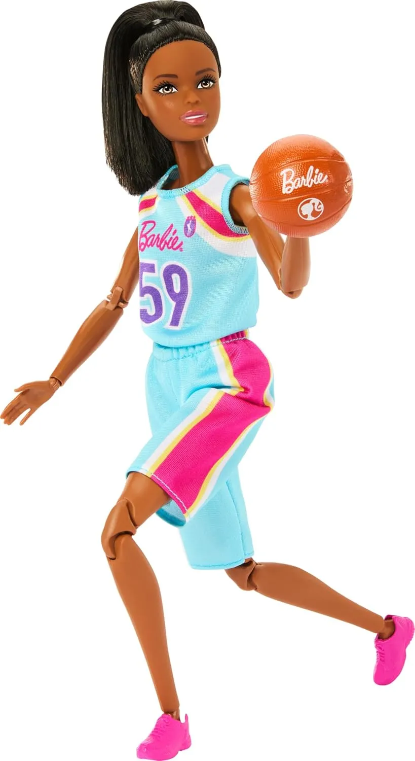 Barbie Made To Move Career Basketball Player Doll With Uniform And Ball For Kids Ages 3 Years And Up