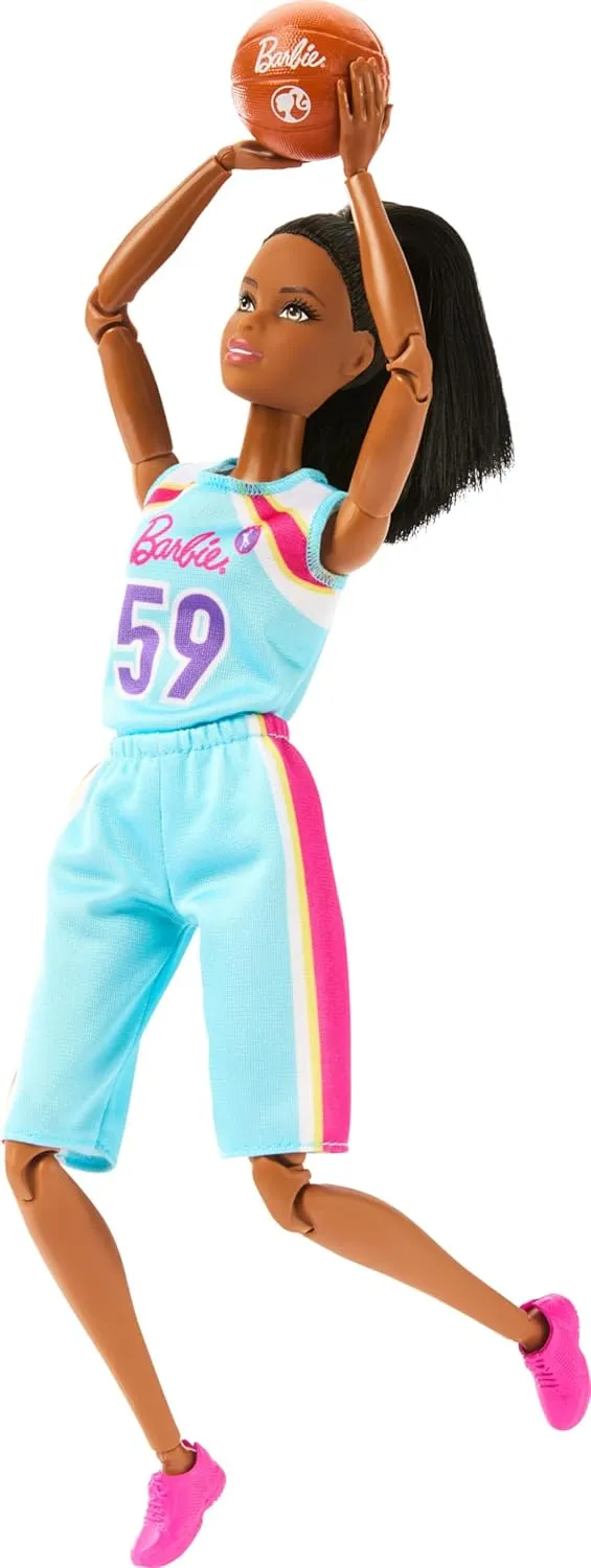 Barbie Made To Move Career Basketball Player Doll With Uniform And Ball For Kids Ages 3 Years And Up