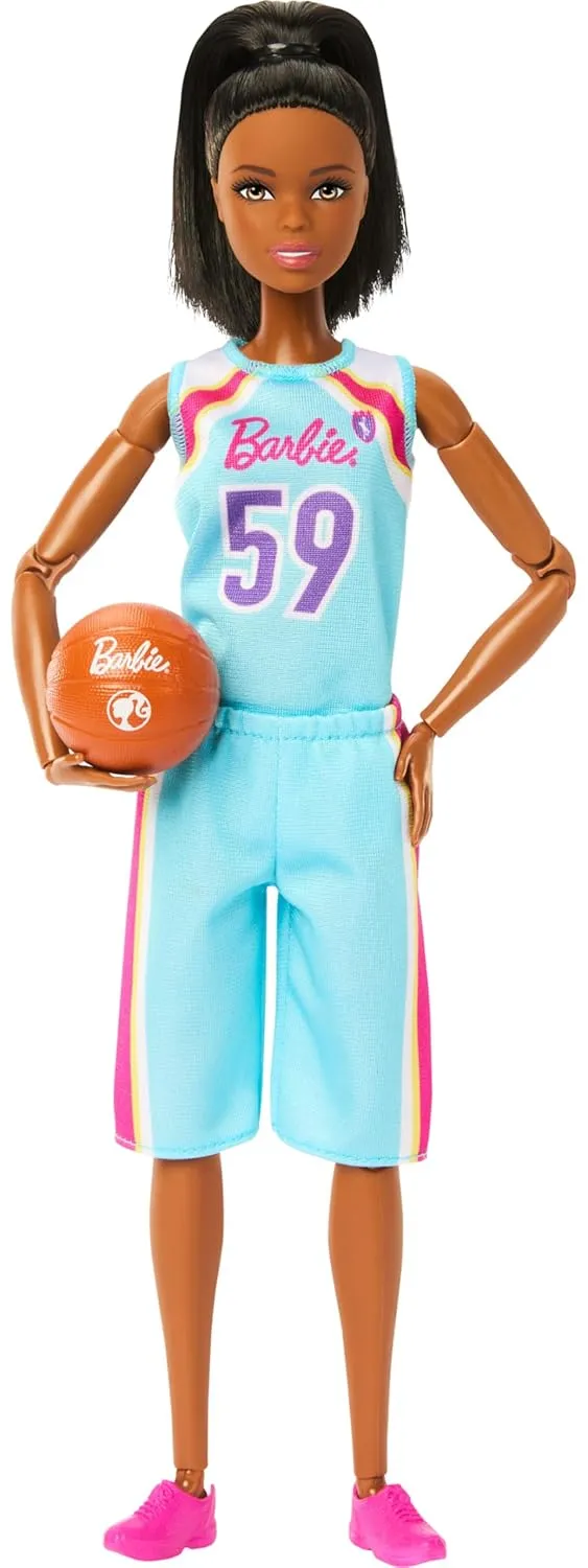 Barbie Made To Move Career Basketball Player Doll With Uniform And Ball For Kids Ages 3 Years And Up