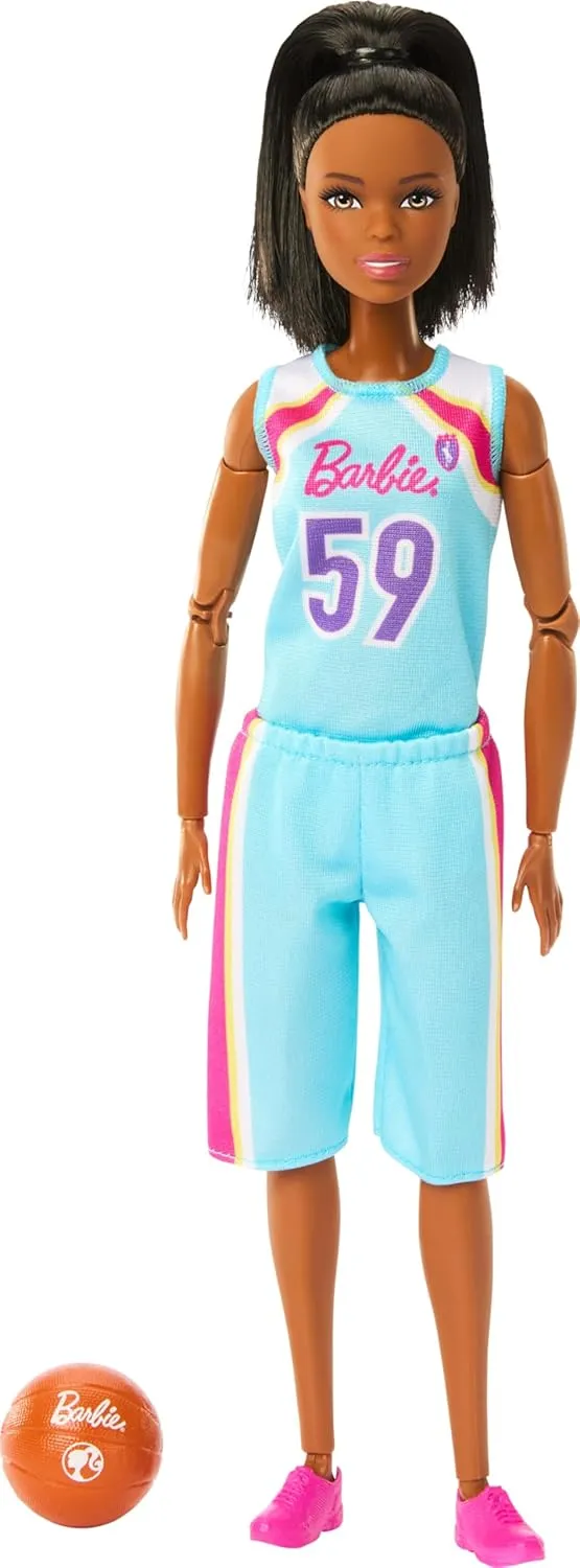 Barbie Made To Move Career Basketball Player Doll With Uniform And Ball For Kids Ages 3 Years And Up