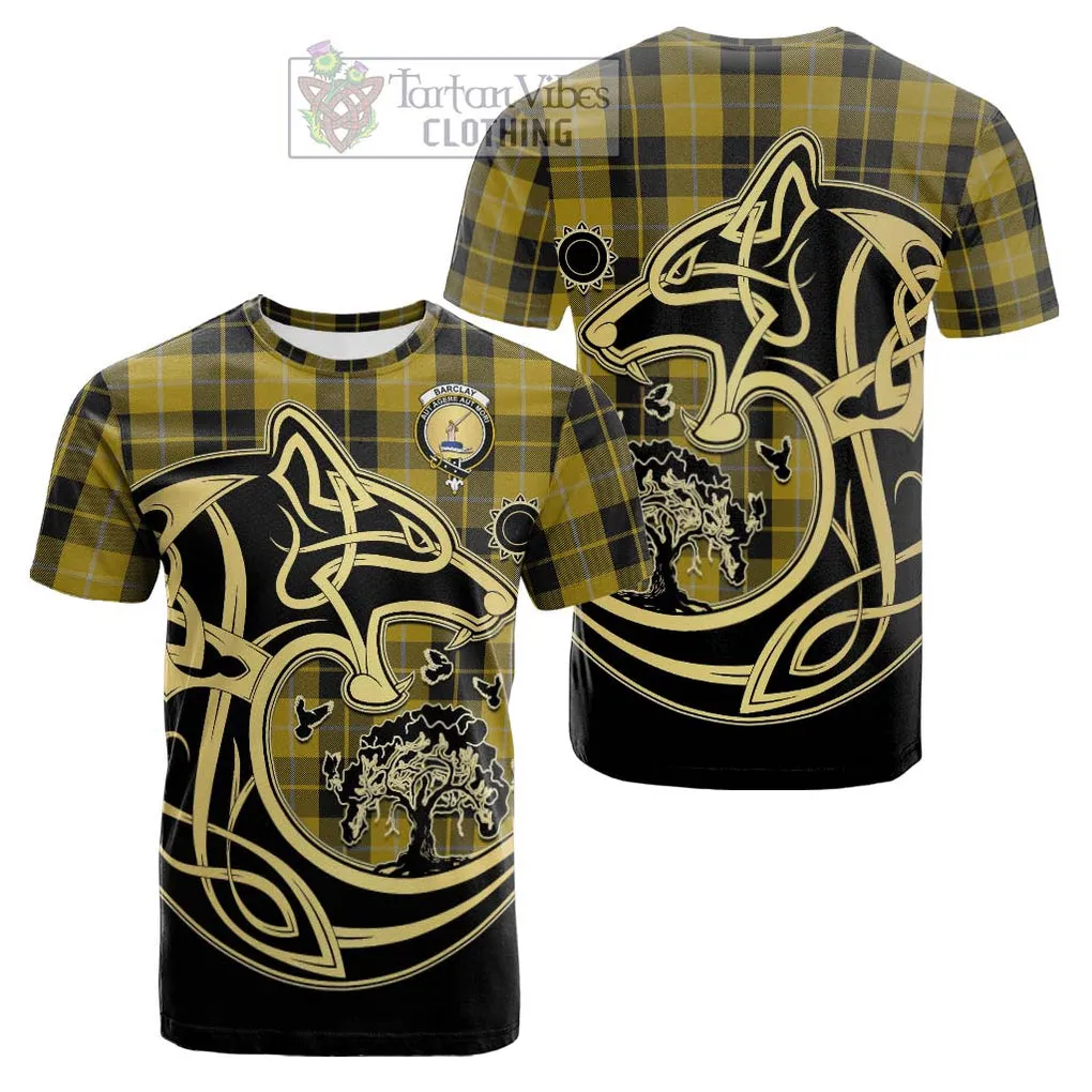 Barclay Dress Tartan Cotton T-shirt with Family Crest Celtic Wolf Style