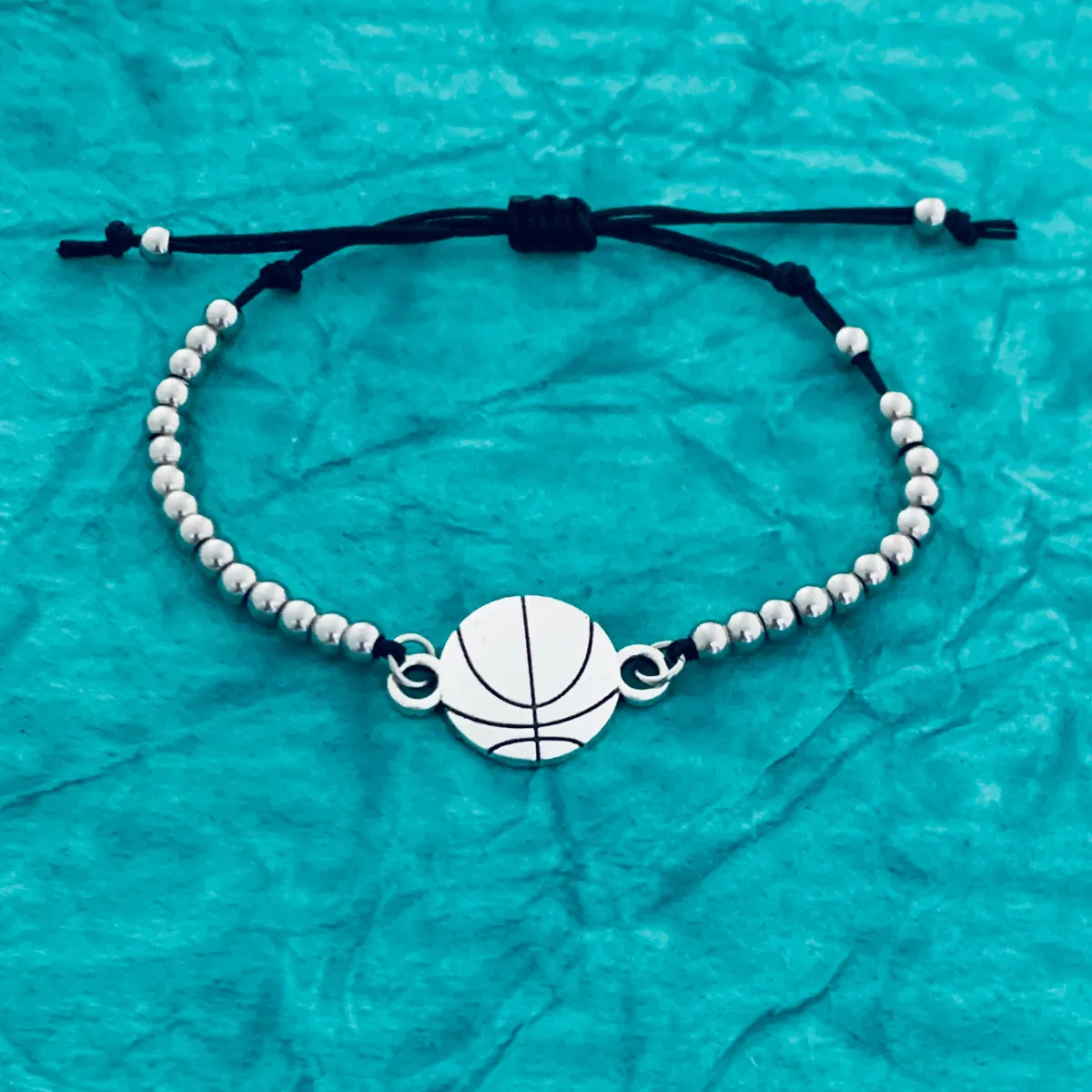 Basketball Adjustable Beaded Bracelet