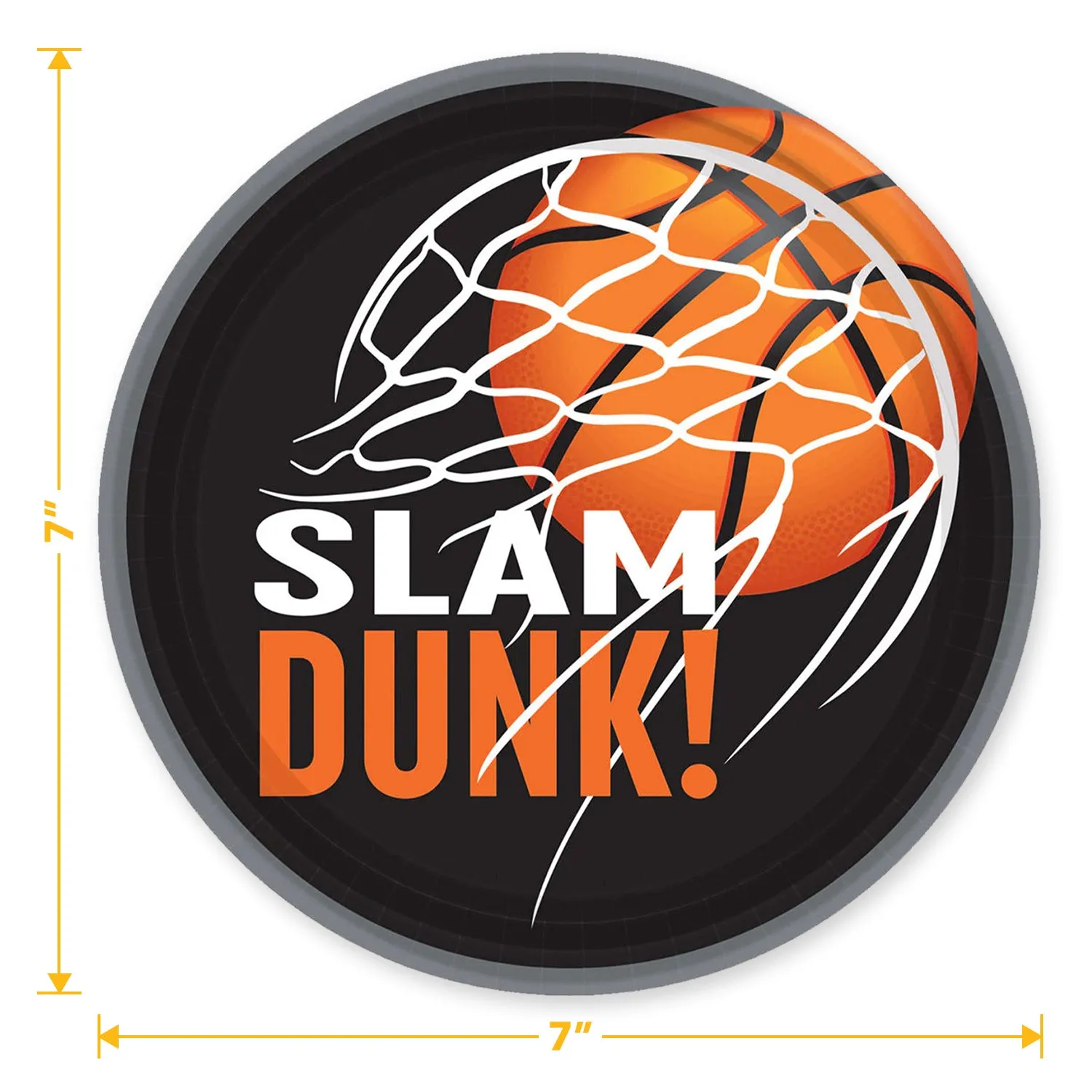 Basketball Party Supplies - Nothin' But Net Slam Dunk Paper Dessert Plates and Beverage Napkins (Serves 18)