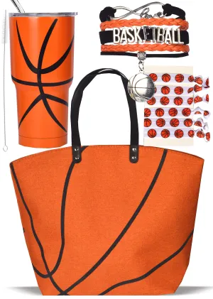 Basketball Tote Bag for Woman, Basketball Tumbler, Basketball Mom Tote, Basketball Bags