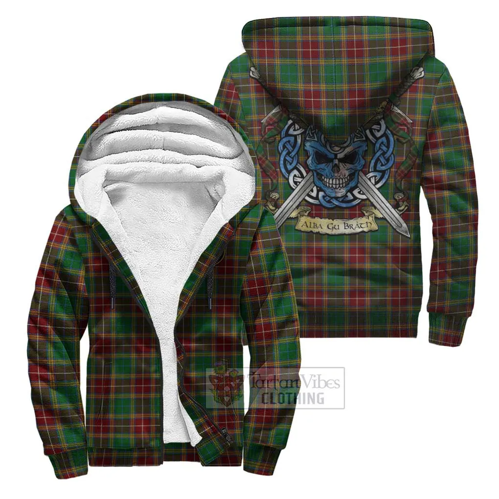 Baxter Tartan Sherpa Hoodie with Family Crest Celtic Skull Style