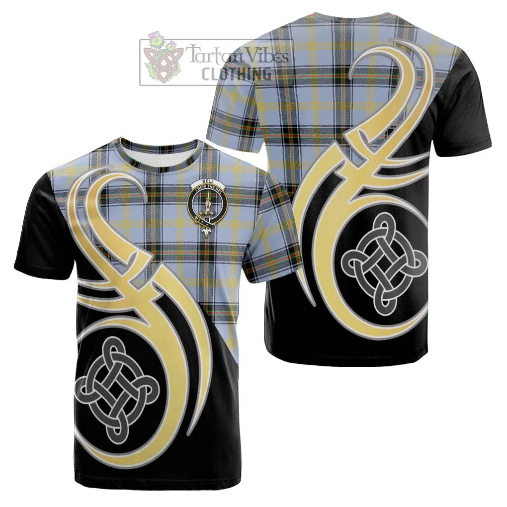 Bell of the Borders Tartan Cotton T-shirt with Family Crest and Celtic Symbol Style