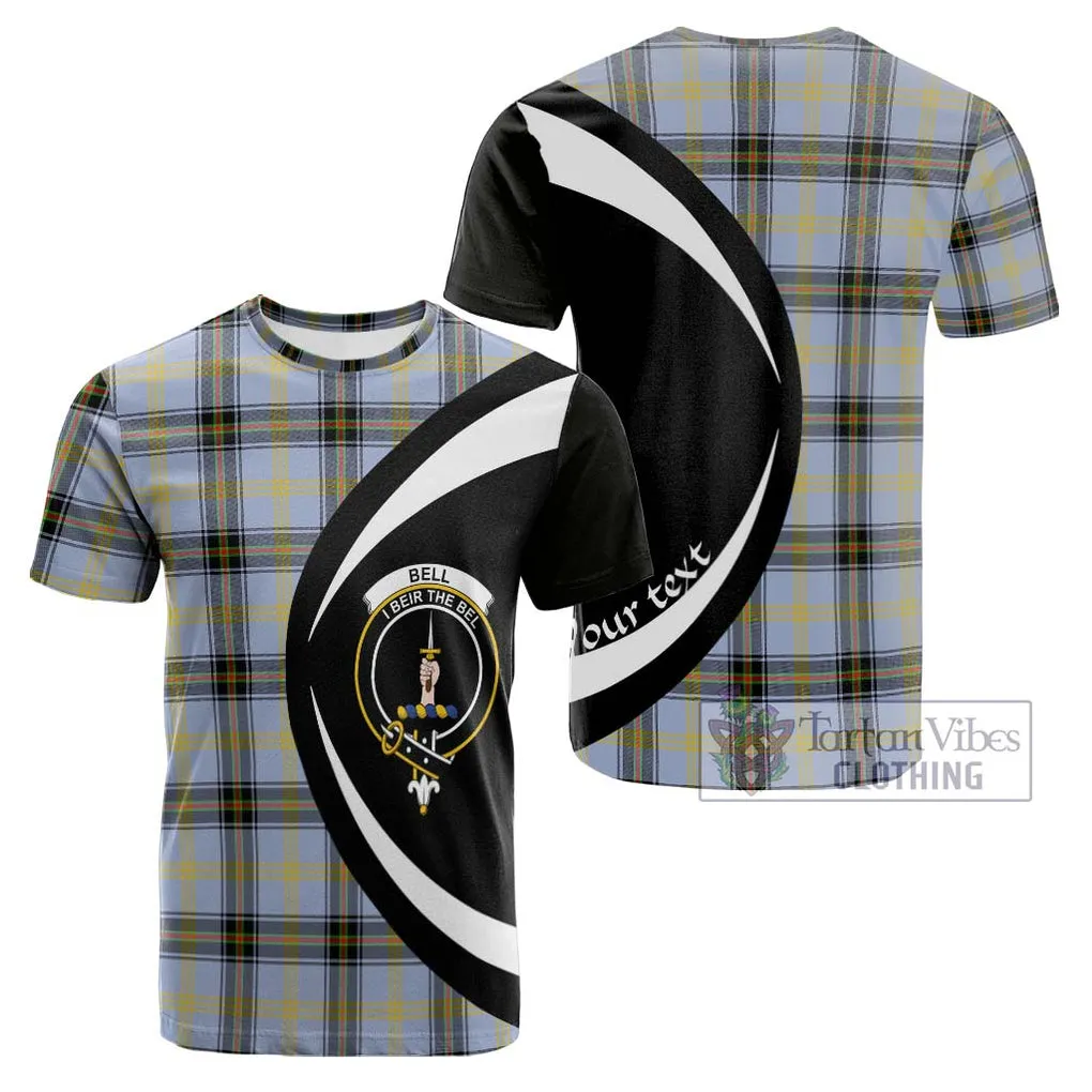 Bell Tartan Cotton T-shirt with Family Crest Circle Style