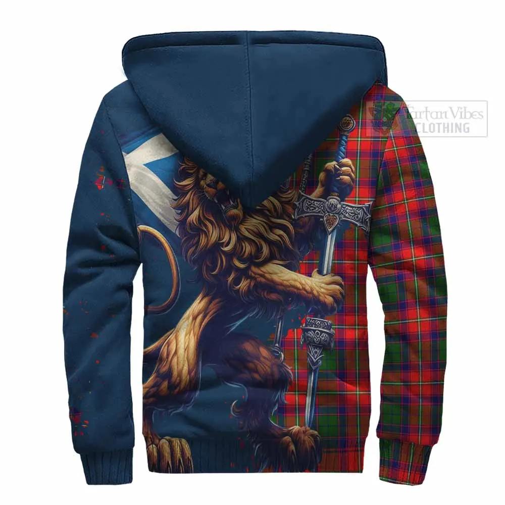 Belshes (Belsches) Tartan Family Crest Sherpa Hoodie with Scottish Majestic Lion