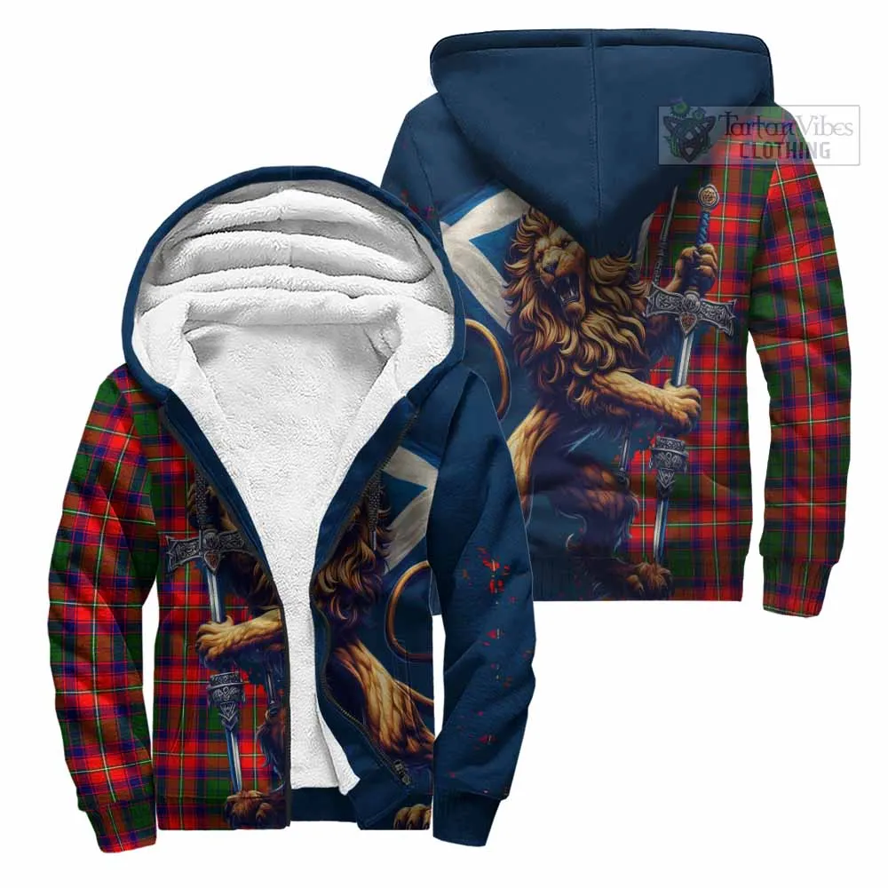 Belshes (Belsches) Tartan Family Crest Sherpa Hoodie with Scottish Majestic Lion